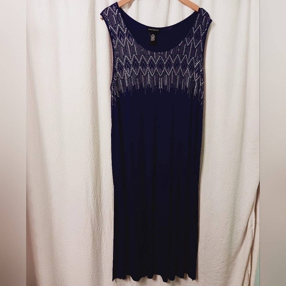 3 X$25. Catherines| PURPLE A-Line Sequin Flared Tank Dress Size 0X / 14/16 W